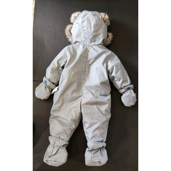 Oshkosh B'gosh 6-9 MO Grey Fleece-Lined Snow Suit with Faux Fur-lined Hood - Picture 2 of 5